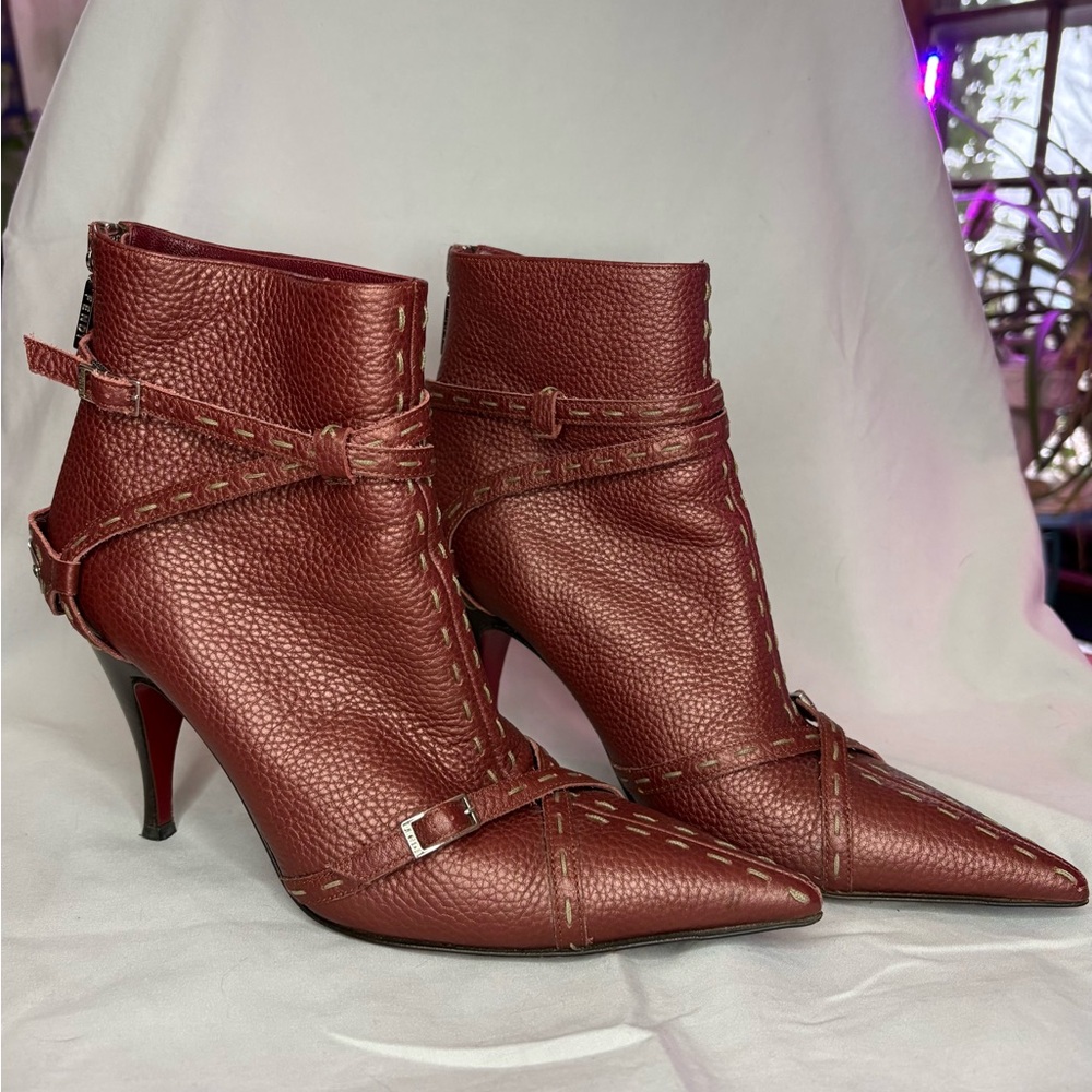 Archival FENDI Selleria Red Sole Ankle Boots IT 37 | Lagerfeld Era